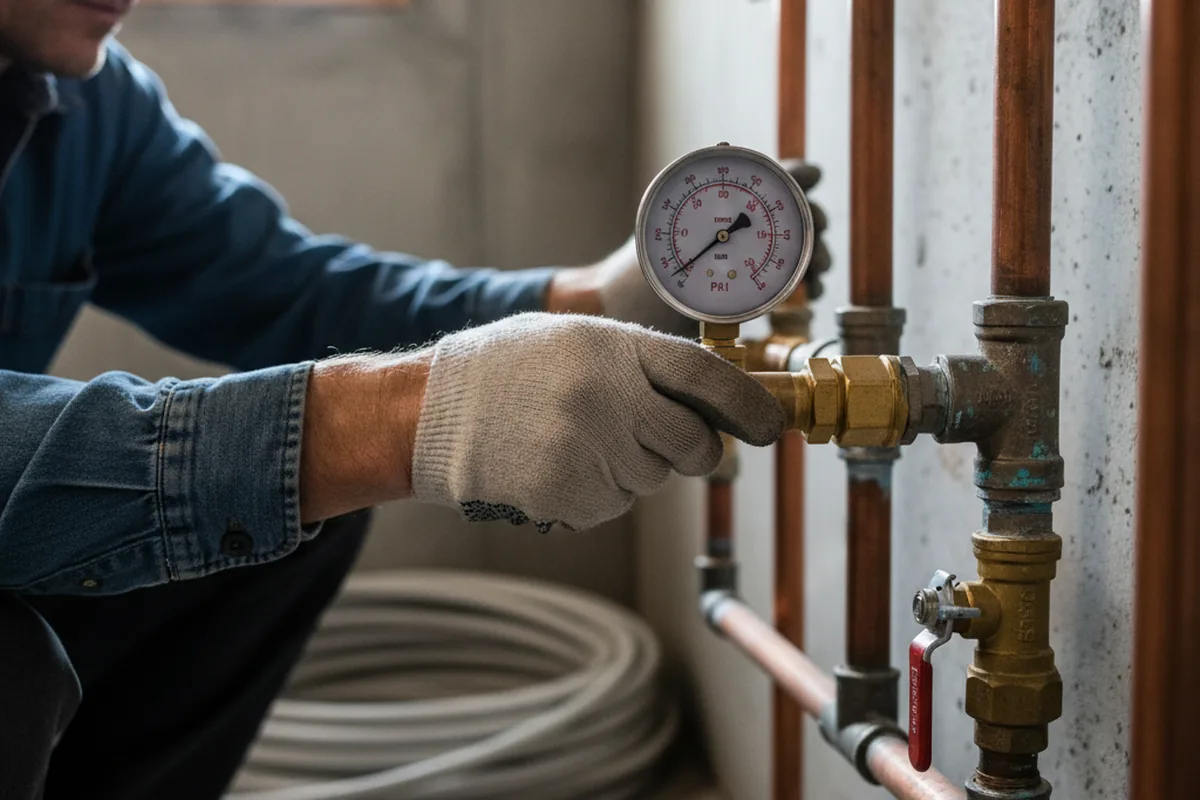 Pressure testing a repaired line during Water Line Repair in Calion